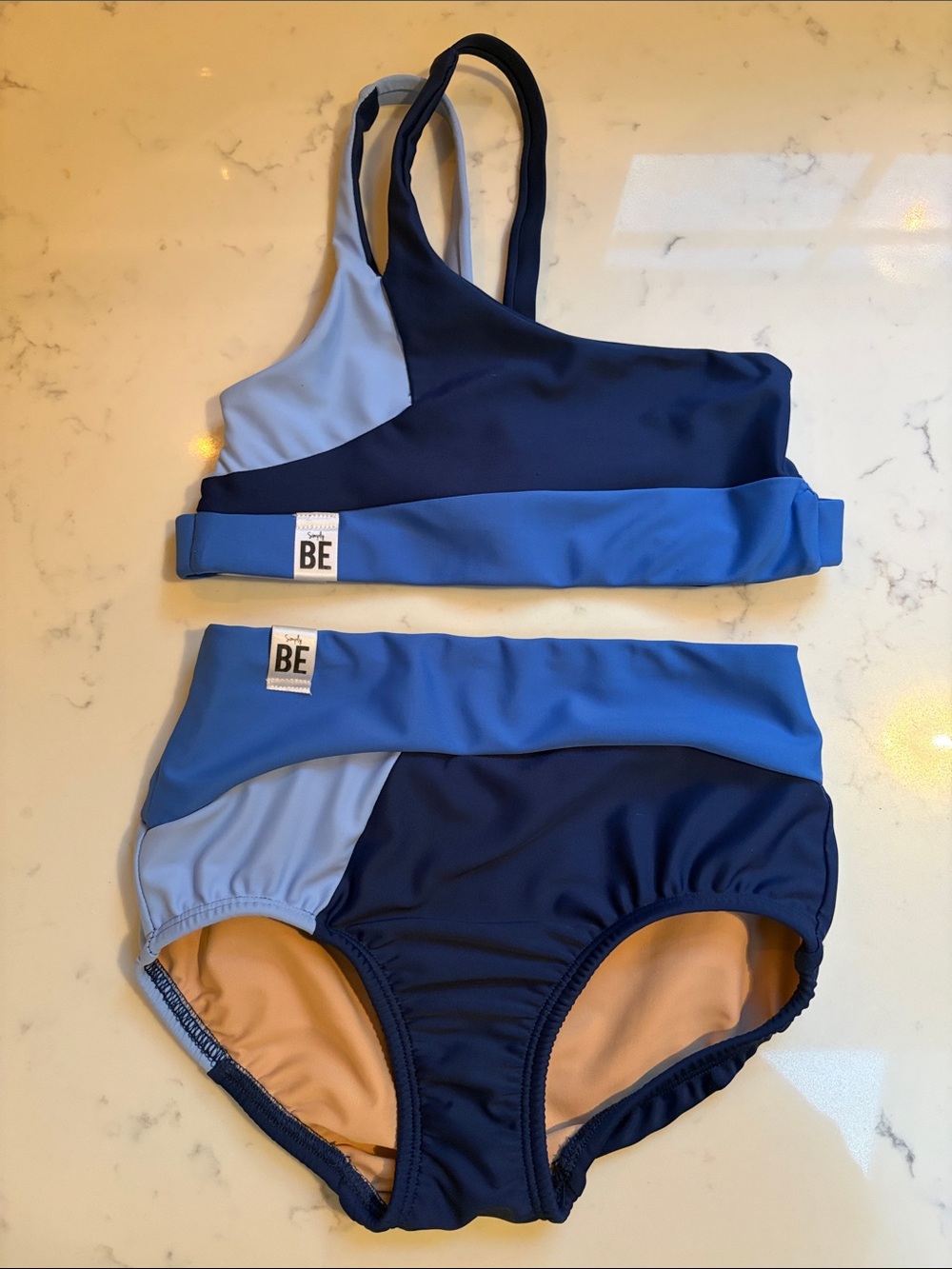 SimplyBe Navy, Royal Blue & Light Blue Girls' Two-Piece Swim Set